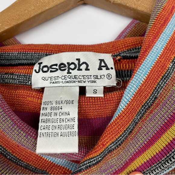 Vintage 90s Y2K Style Striped Cowl Neck Turtleneck Short Silk Sweater - Picture 3 of 5